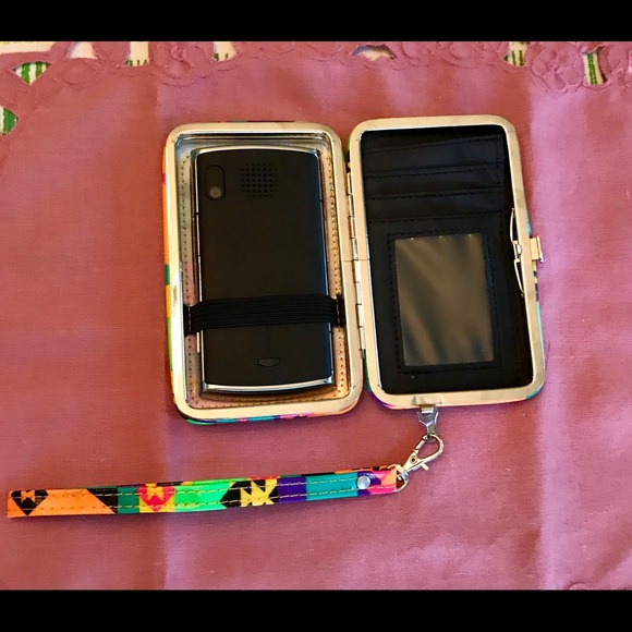 Multi Colored Cell Phone Wallet w/Wrist Strap - Picture 2 of 6